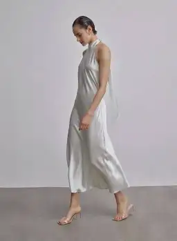 Silk Maison French Bow Halterneck Silk Maxi Dress White Size XS for rent on The Volte - image 3