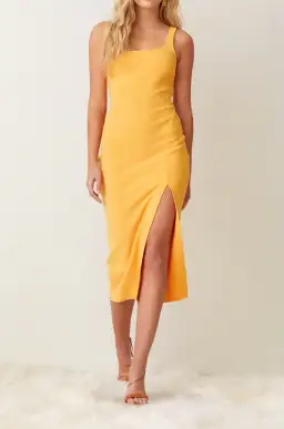 Bec & Bridge Ariel Midi Dress in Mango Orange Size 12