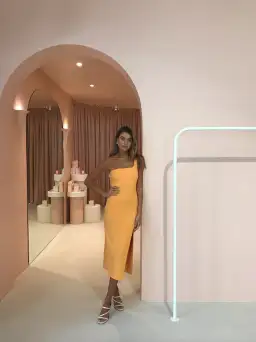 Bec & Bridge Ariel Midi Dress in Mango Orange Size 12