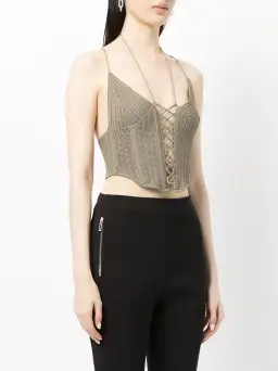 Dion Lee Khaki Crochet Tie Corset Khaki Size 8 