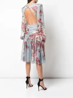 PatBO Peony Print Cutout Midi Dress Print Size 6 