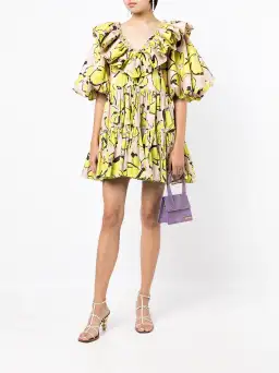 Aje Pelicano Citrus Bloom Ruffle Mini Dress Print Size 16