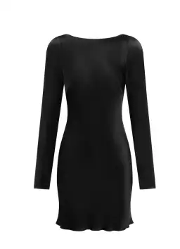 Shona Joy La Lune Long Sleeve Backless Mini Dress Black Size 14