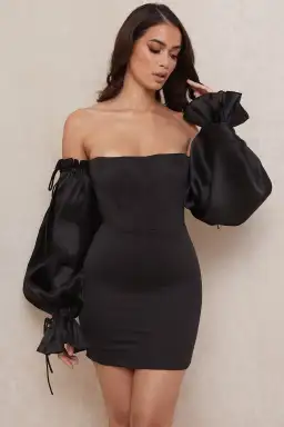 House of CB Marisa Satin Corset Mini Dress Black Size 8  for rent on The Volte - image 2