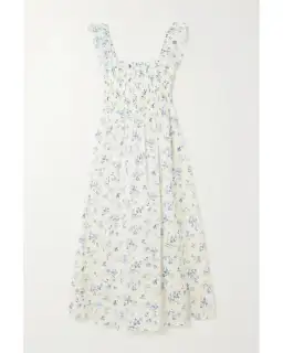 Reformation Noreen Shirred Cotton Voile Midi Dress Floral Print Size AU 10 for rent on The Volte - image 3