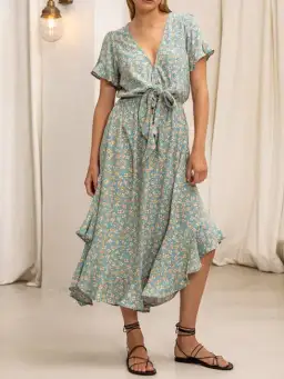 Kivari Nell Tie Front Midi Dress Ditsy Floral Size S for rent on The Volte - image 1