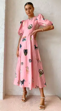 Alemais Cleo Midi Dress Pink Size 10 for rent on The Volte - image 1