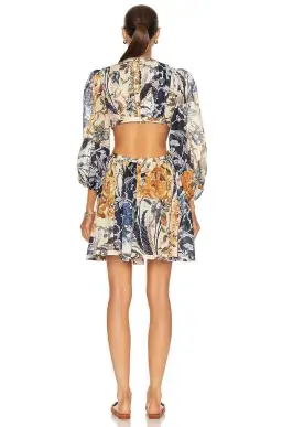 Zimmermann Aliane Cut Out Short Dress in Patchwork Floral Print Size 12
