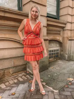 Thurley Crescent Dress in Red Size 10