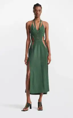 Dion Lee Crochet Butterfly Dress Green Size XS