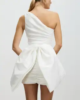 Rachel Gilbert Macro One Shoulder Mini Dress White Size 2 / AU 10 for rent on The Volte - image 3
