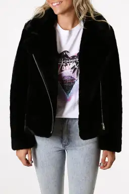 Ena Pelly Classic Faux Fur Jacket Black Size 6 for rent on The Volte - image 3
