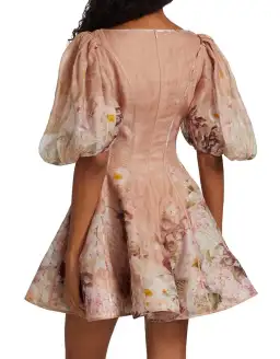 Zimmermann Dancer Puff Sleeve Mini in Blush Garden Floral Print Size 1 / Au 10 for rent on The Volte - image 4