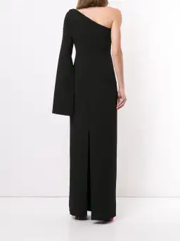Solace London Ysabel One Shoulder Black Maxi Dress Size 2