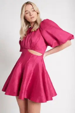 AJE Admiration Asymmetric Mini Dress Fuchsia Pink Size 6