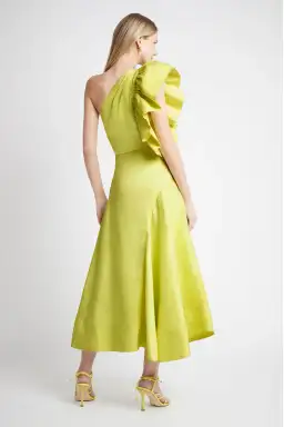 Aje Bonjour Asymmetric Midi Dress Lime Green Size 8 for rent on The Volte - image 3
