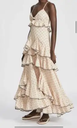 Alemais Ruffle Tiered Maxi Polka Dot Dress Print Size 6