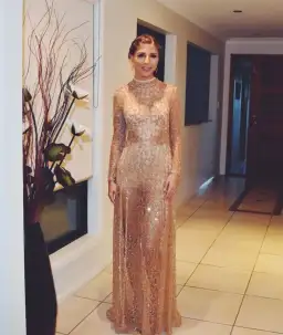 Alamour the Label Moet Gown Shimmering Gold Size 8