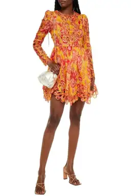 Zimmermann Brightside Rouleaux Mini Dress Gold Ikat Size 0