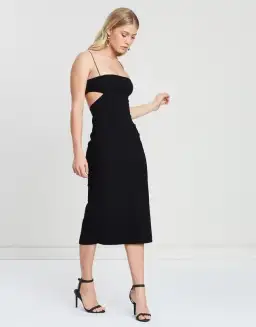 Bec & Bridge Elle Cut Out Midi Dress Black Size 10