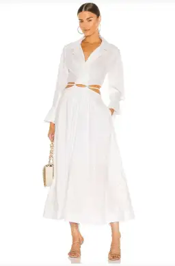 Jonathan Simkhai Alex Cut Out Shirt Dress White Size XS for rent on The Volte - image 1