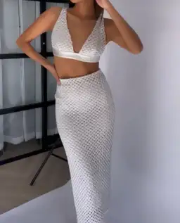 Manning Cartell Soiree Bra and Pencil Skirt Set Silver Size 8 for rent on The Volte - image 3