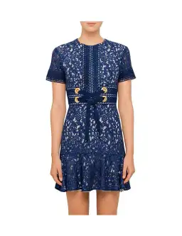 Lover Flora Flip Mini Dress Navy Print Size 8 for rent on The Volte - image 1