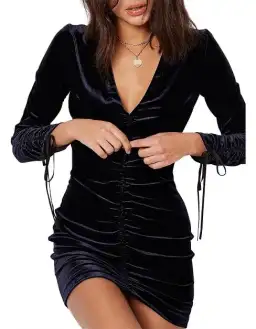 Bec & Bridge Velvet Jagger Long Sleeve Mini Dress Navy Size 8  for rent on The Volte - image 3