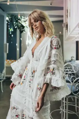 Fillyboo Charm Your Way Embroidered Maxi Dress White Size L for rent on The Volte - image 1