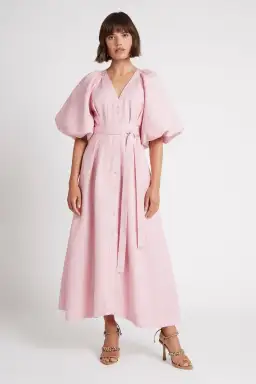 Aje Evermore Midi Dress Rose Pink Size 8  for rent on The Volte - image 1
