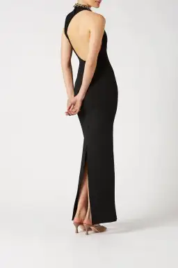 Scanlan Theodore Crepe Knit Curve Back Gown Black Size XS