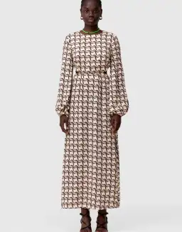 The Wolf Gang Marrakesh Cut Out Dress Black Wave Print Size 8 for rent on The Volte - image 1