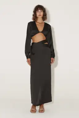 Hansen & Gretel Sofia Shirt and Shimma Skirt Set Black Size 8