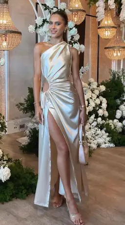 Sonya Moda Nour Ocean Pearl Maxi Dress in Pearl White Size 6