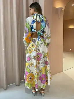 Alemais Farrah Cut Out Midi Dress Print Size 6  for rent on The Volte - image 2