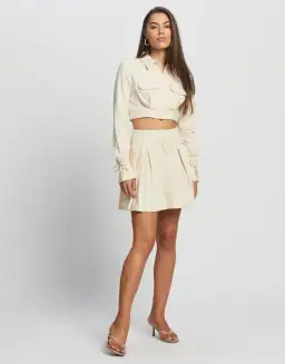 Sovere Revere Crop Shirt and Skirt Set Parchment Size 10 