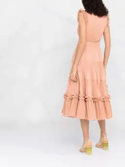 Zimmermann Pleated Midi Dress Lipstick Size 2 for rent on The Volte - image 2