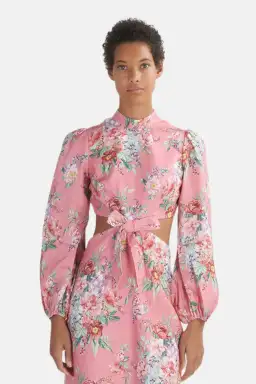 Zimmermann Bellitude Bow Front Mini Dress Watermelon Floral Print Size 1 / AU 10 for rent on The Volte - image 3