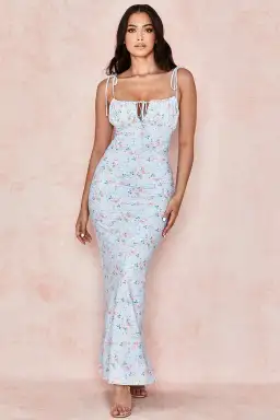 House of CB  Raphael Maxi Dress Pale Blue Floral Summer Size 10 for rent on The Volte - image 1