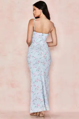 House of CB  Raphael Maxi Dress Pale Blue Floral Summer Size 10 for rent on The Volte - image 3