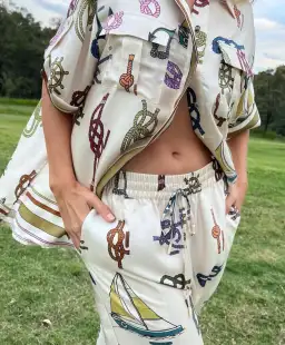 Alemais Ships Ahoy Man Shirt and Pants Print Size 14