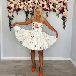 Leo and Lin The Fields Embroidered Bustier Mini Dress White Size 10 for rent on The Volte - image 1