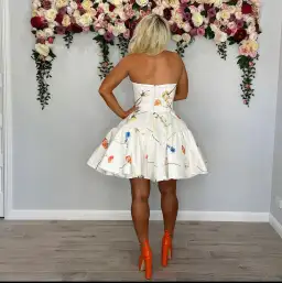 Leo and Lin The Fields Embroidered Bustier Mini Dress White Size 10 for rent on The Volte - image 3