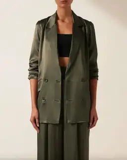 Shona Joy Giorgia Double Breasted Blazer and Tuxedo Pants Set Green Size 6 for rent on The Volte - image 4