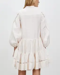 Shona Joy Joia Pin Tuck Tuxedo Mini Dress Ivory Size 6 