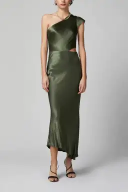 Bec & Bridge Delphine Asymmetric Midi Dress Fern Size 8   for rent on The Volte - image 1