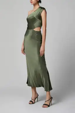Bec & Bridge Delphine Asymmetric Midi Dress Fern Size 8   for rent on The Volte - image 2