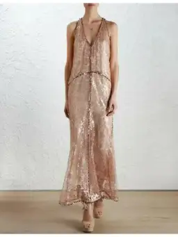 Zimmermann Lavish Mirror Lace Dress Pink Size 3 / AU 14
