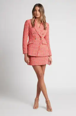 Sheike Alice Check Jacket and Skirt Set Red Size 6 for rent on The Volte - image 1