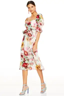 Talulah Garland Midi Dress Print Size 6  for rent on The Volte - image 1